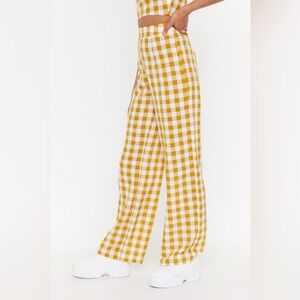 Nasty Gal Gingham wide leg co-ord trouser| Size: 6